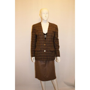 Vintage Liberty of London Brown Wool Skirt Suit