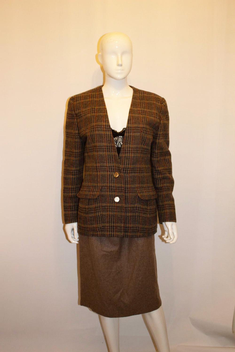 Vintage Liberty of London Brown Wool Skirt Suit