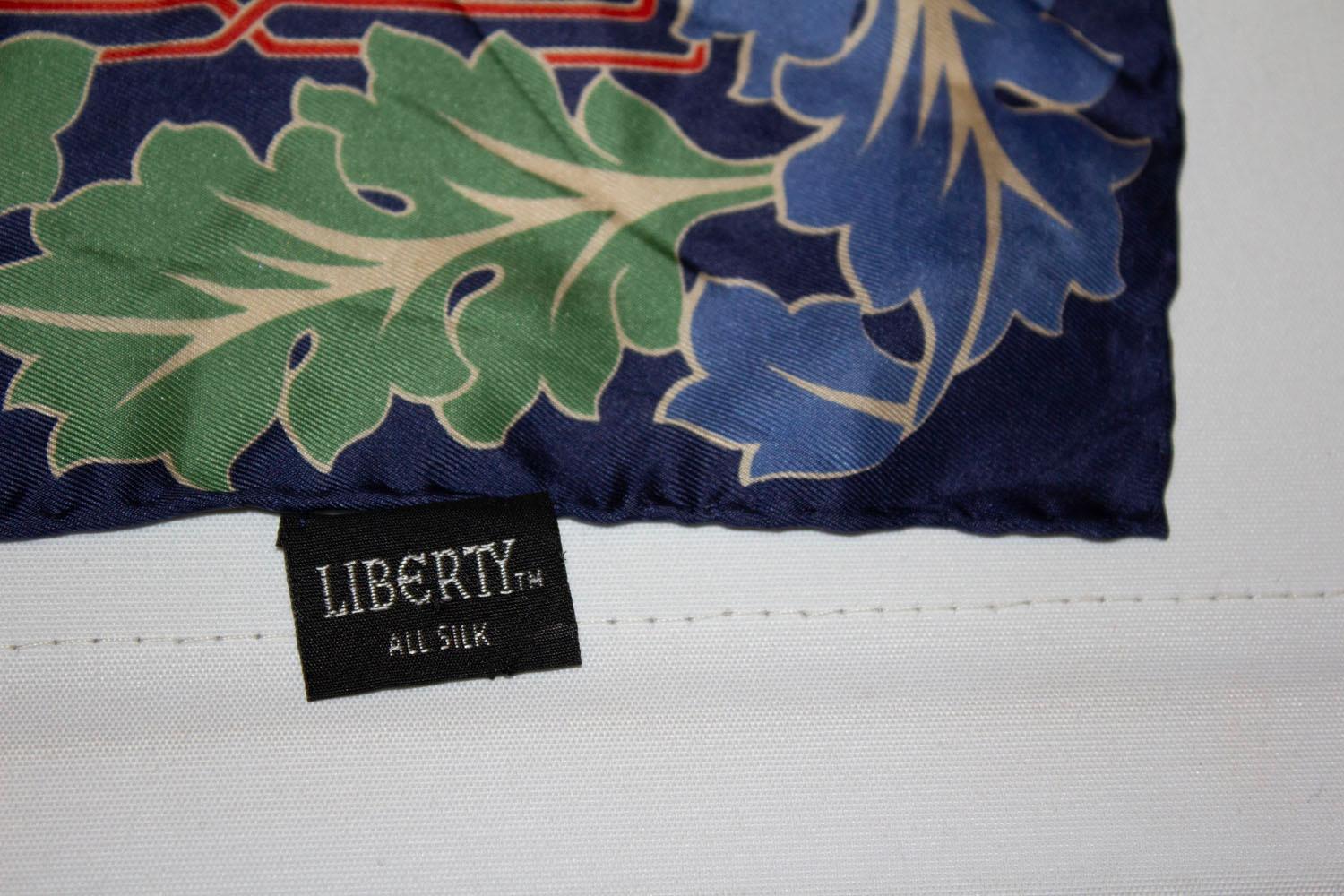 Vintage Liberty Silk Scarf with Leaf Print