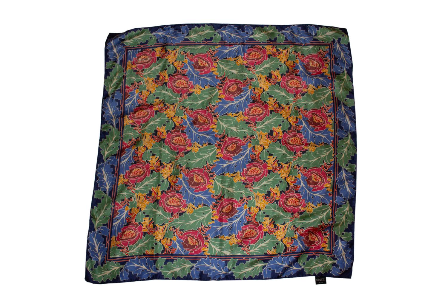 Vintage Liberty Silk Scarf with Leaf Print