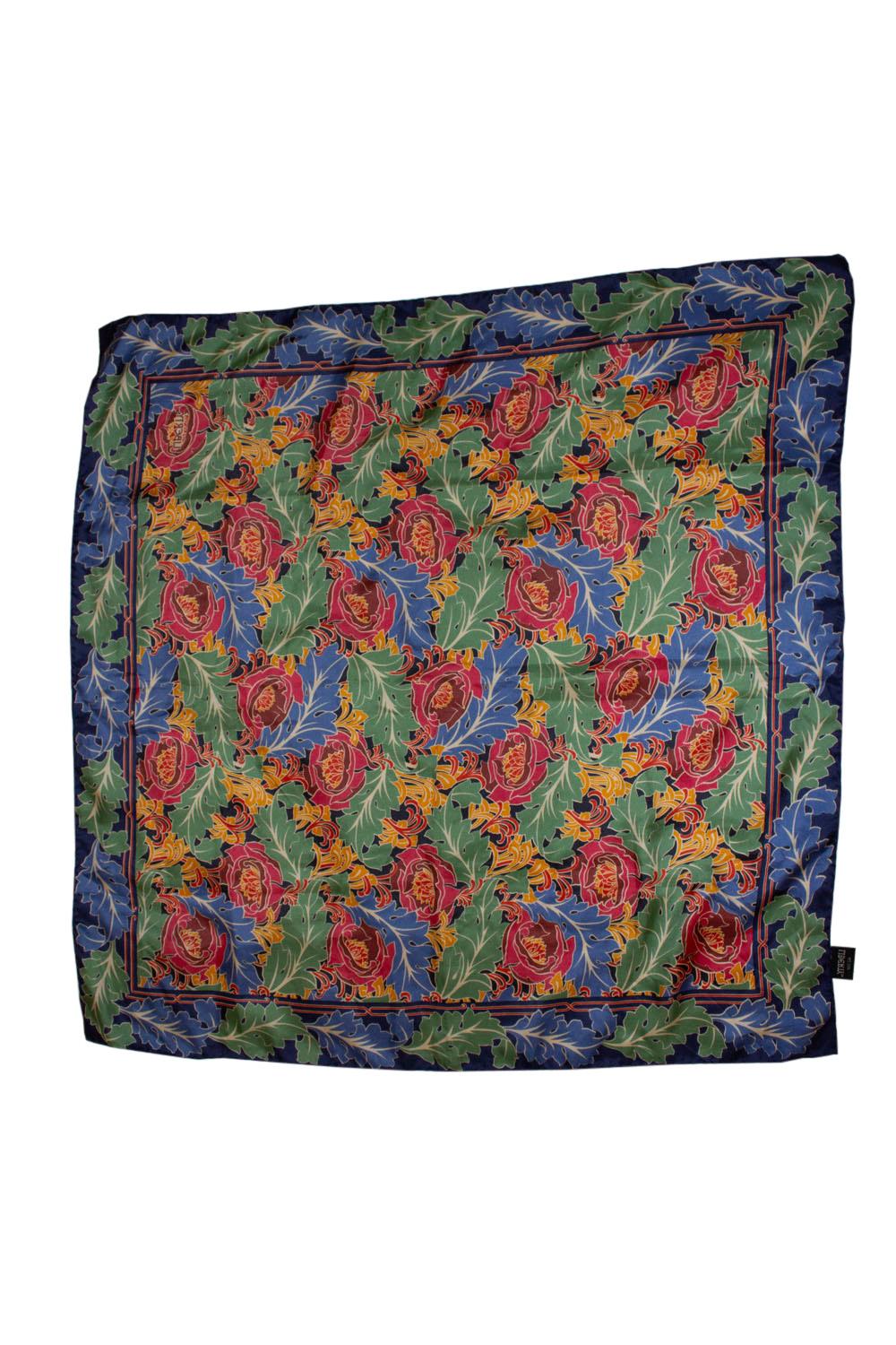Vintage Liberty Silk Scarf with Leaf Print