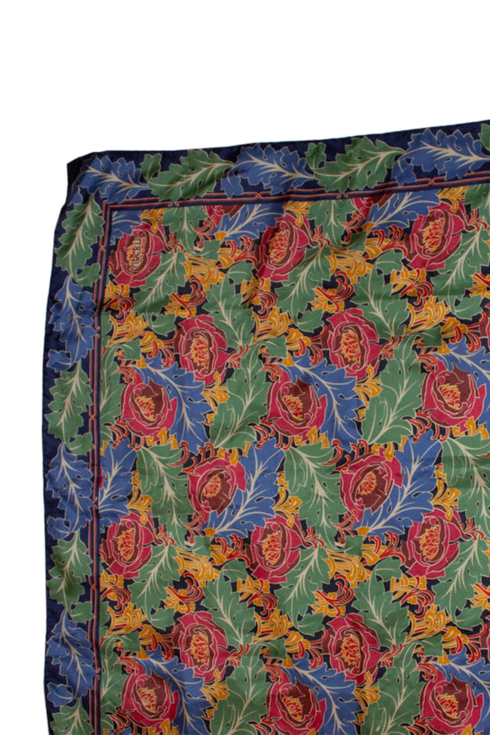 Vintage Liberty Silk Scarf with Leaf Print