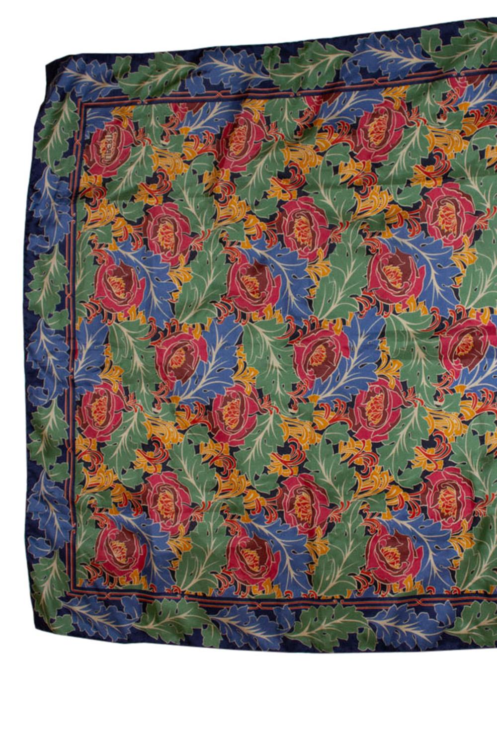 Vintage Liberty Silk Scarf with Leaf Print