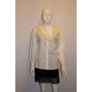 Vintage Linen and Lace Blouse by Ralph Lauren