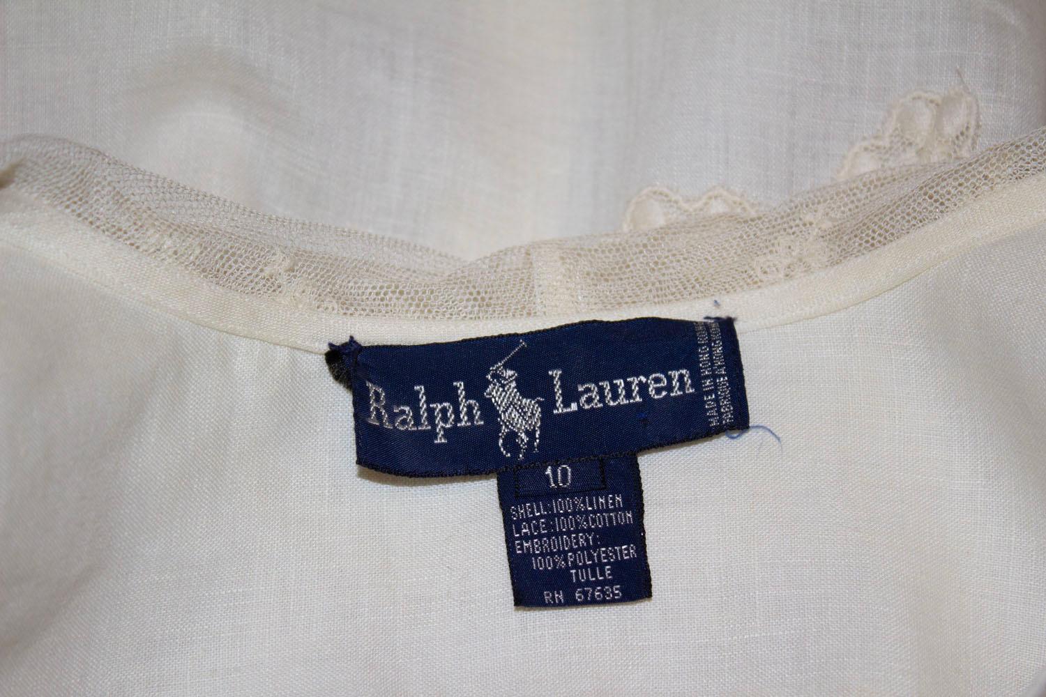 Vintage Linen and Lace Blouse by Ralph Lauren