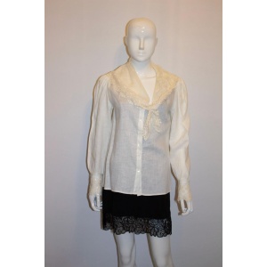 Vintage Linen and Lace Blouse by Ralph Lauren
