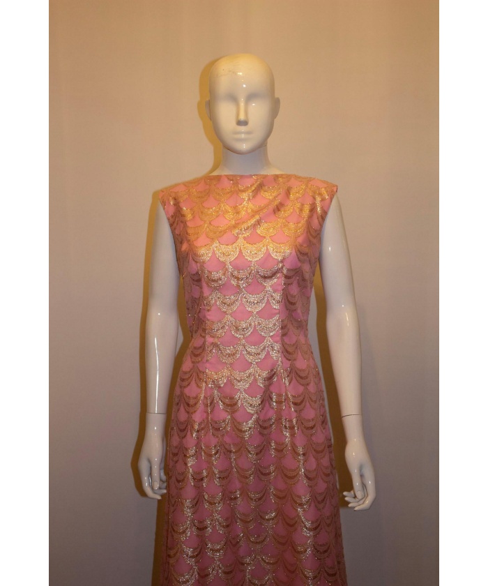 Vintage Pink and Gold Evening Gown