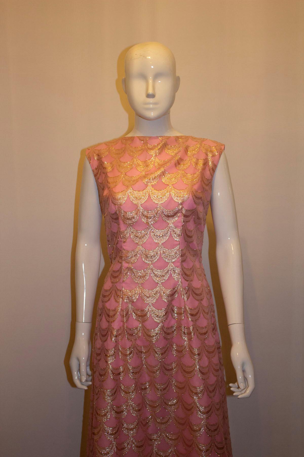 Vintage Pink and Gold Evening Gown