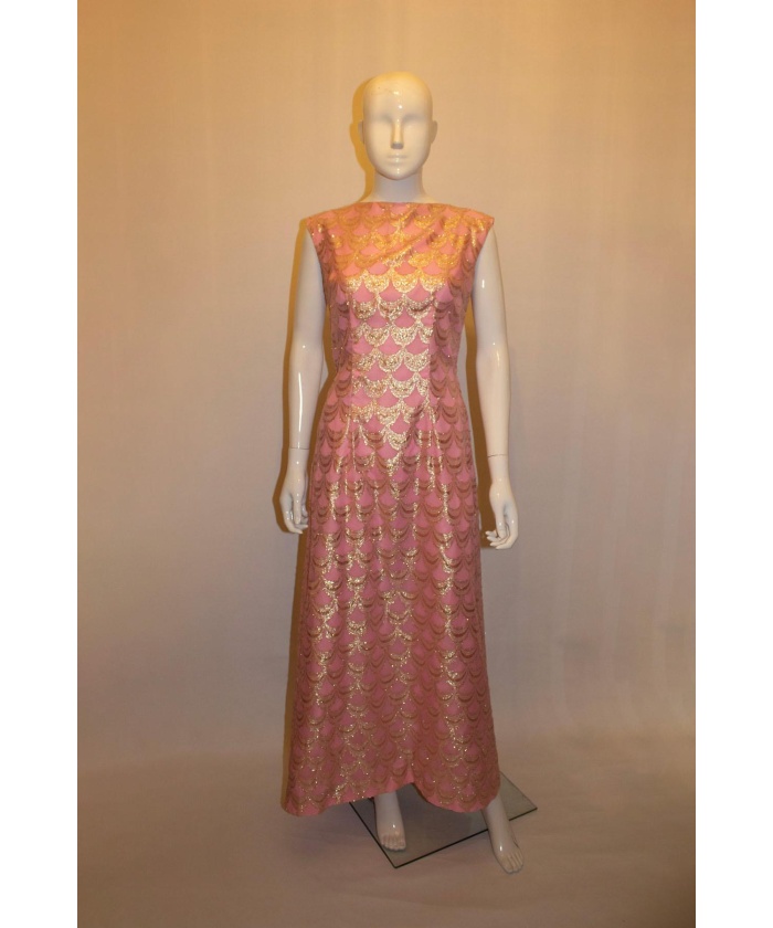Vintage Pink and Gold Evening Gown