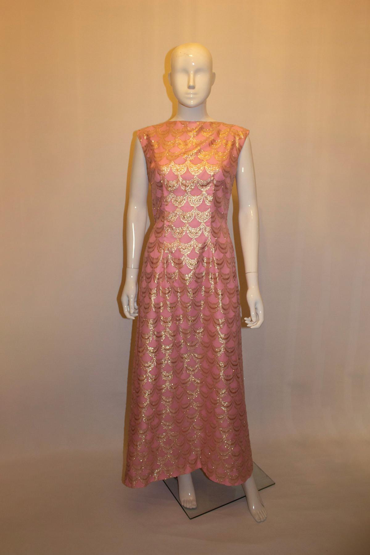 Vintage Pink and Gold Evening Gown