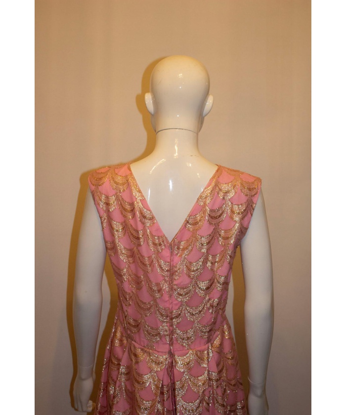 Vintage Pink and Gold Evening Gown