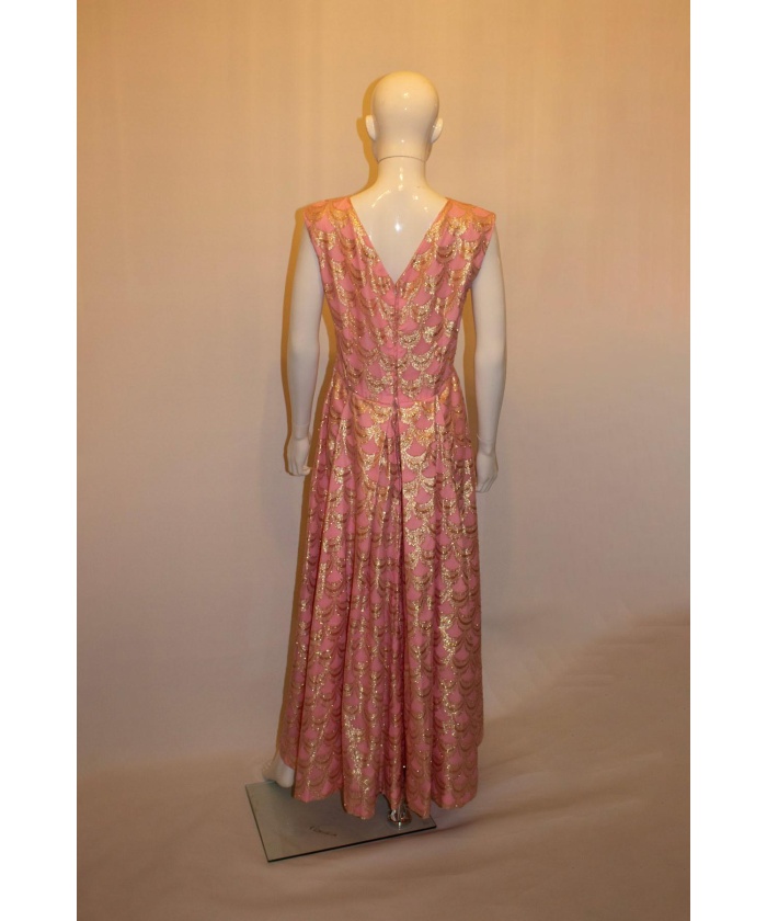 Vintage Pink and Gold Evening Gown