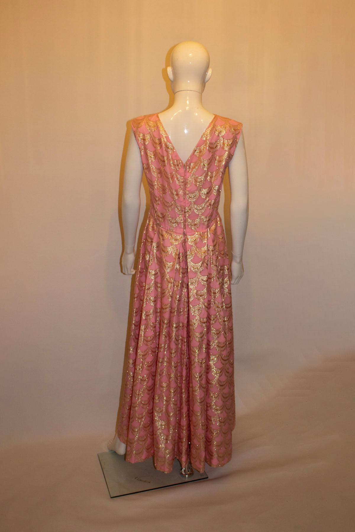 Vintage Pink and Gold Evening Gown