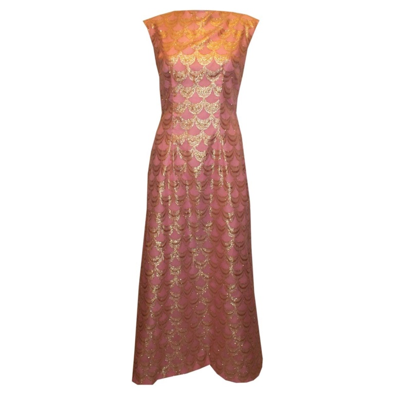 Vintage Pink and Gold Evening Gown