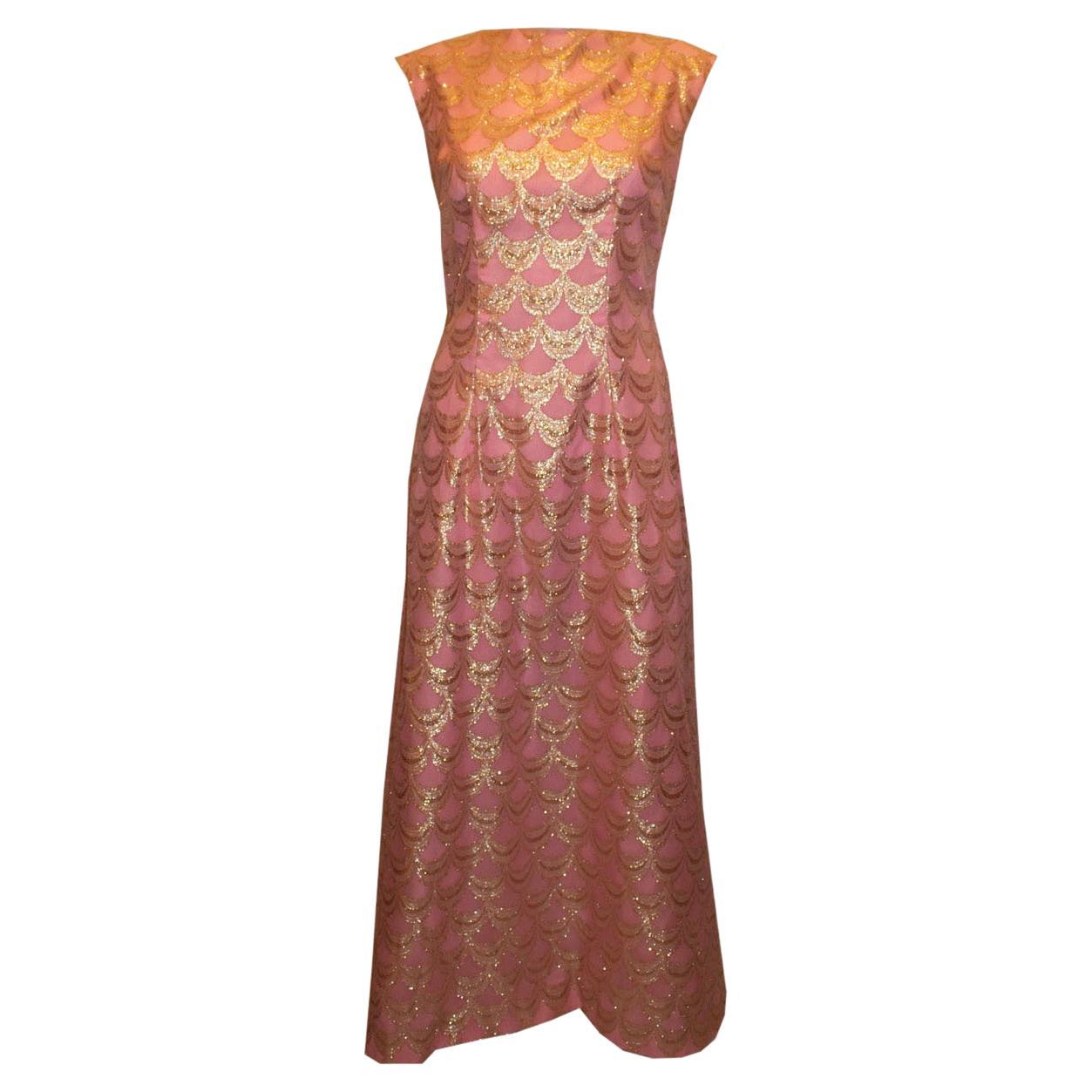 Vintage Pink and Gold Evening Gown