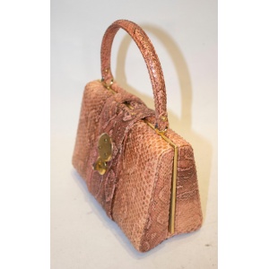 Vintage Pink Snakeskin Top Handle Handbag