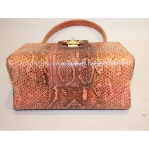 Vintage Pink Snakeskin Top Handle Handbag