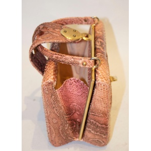 Vintage Pink Snakeskin Top Handle Handbag