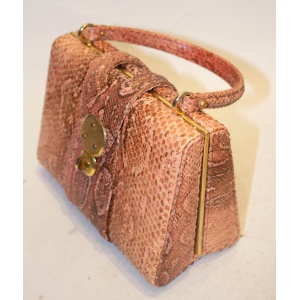 Vintage Pink Snakeskin Top Handle Handbag