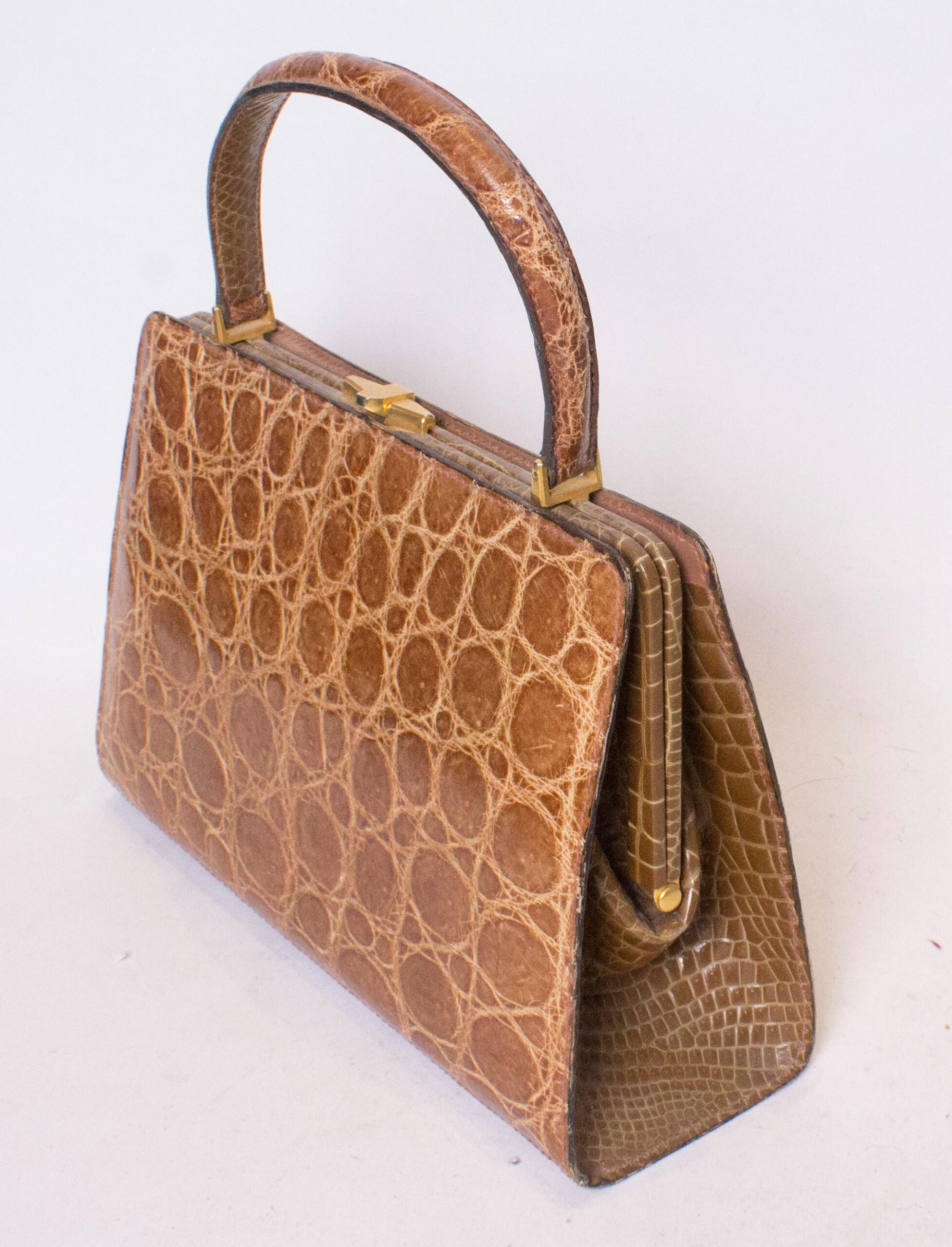 Vintage Tan Crocodile Handbag