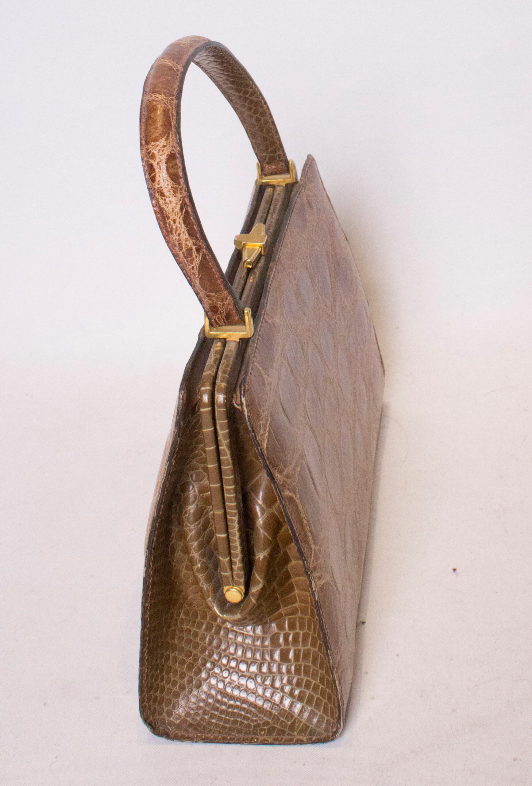 Vintage Tan Crocodile Handbag