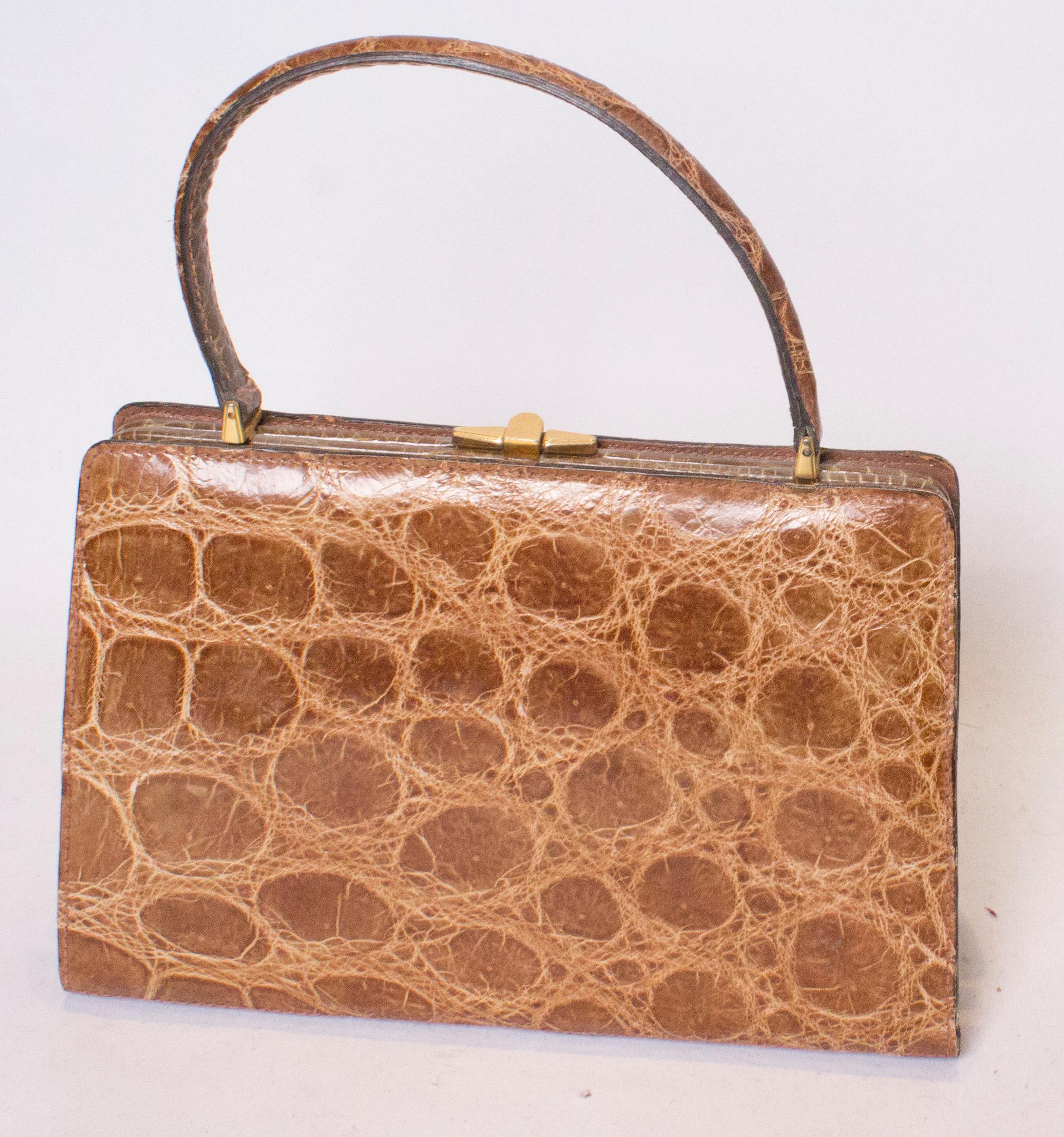 Vintage Tan Crocodile Handbag
