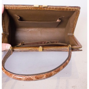 Vintage Tan Crocodile Handbag