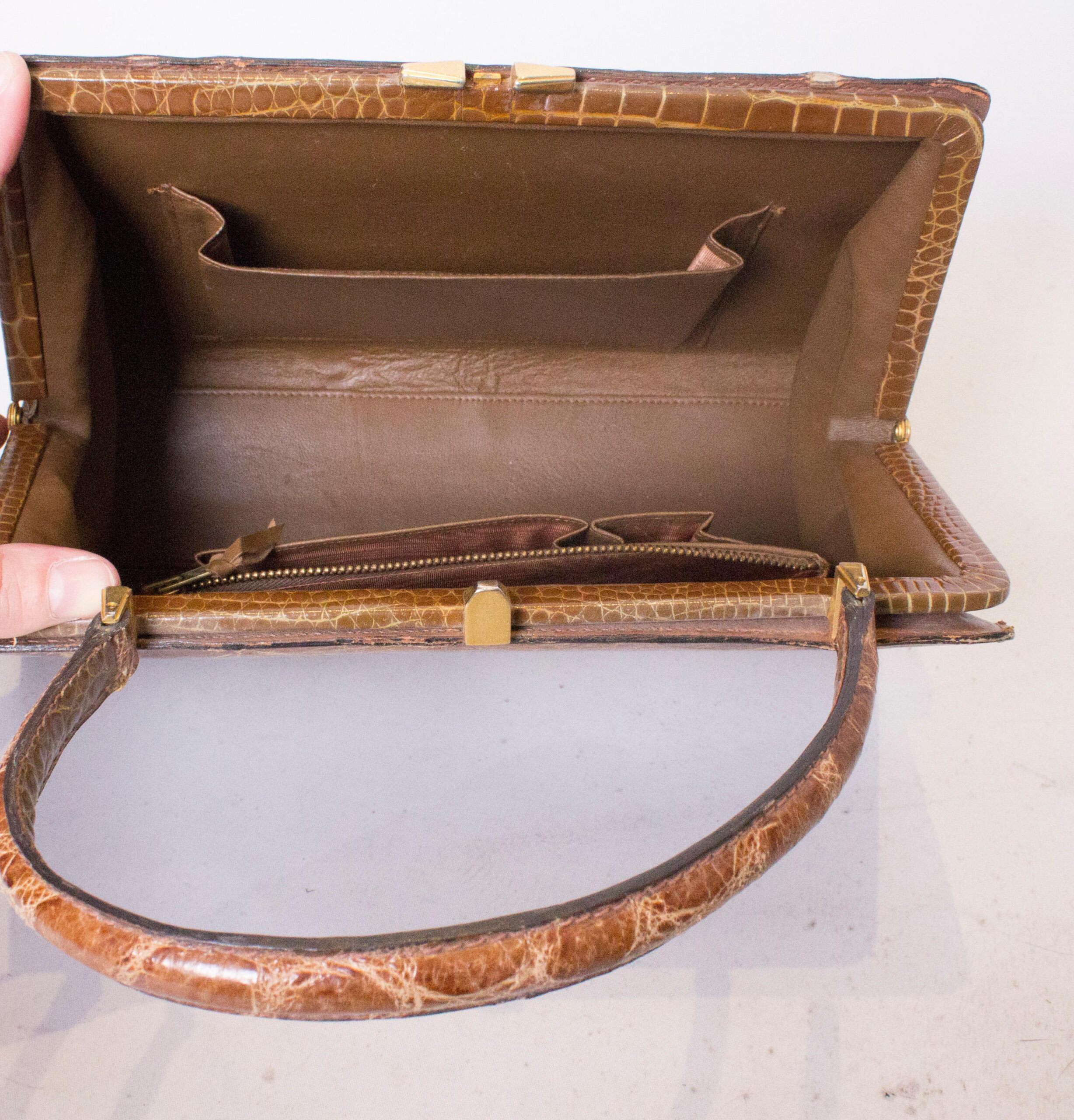Vintage Tan Crocodile Handbag