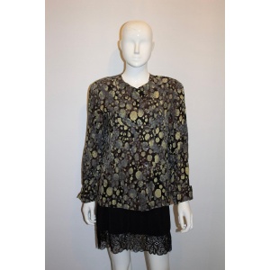 Vintage Valentino Miss V Multicolour Silk Blouse with Interesting Collar.