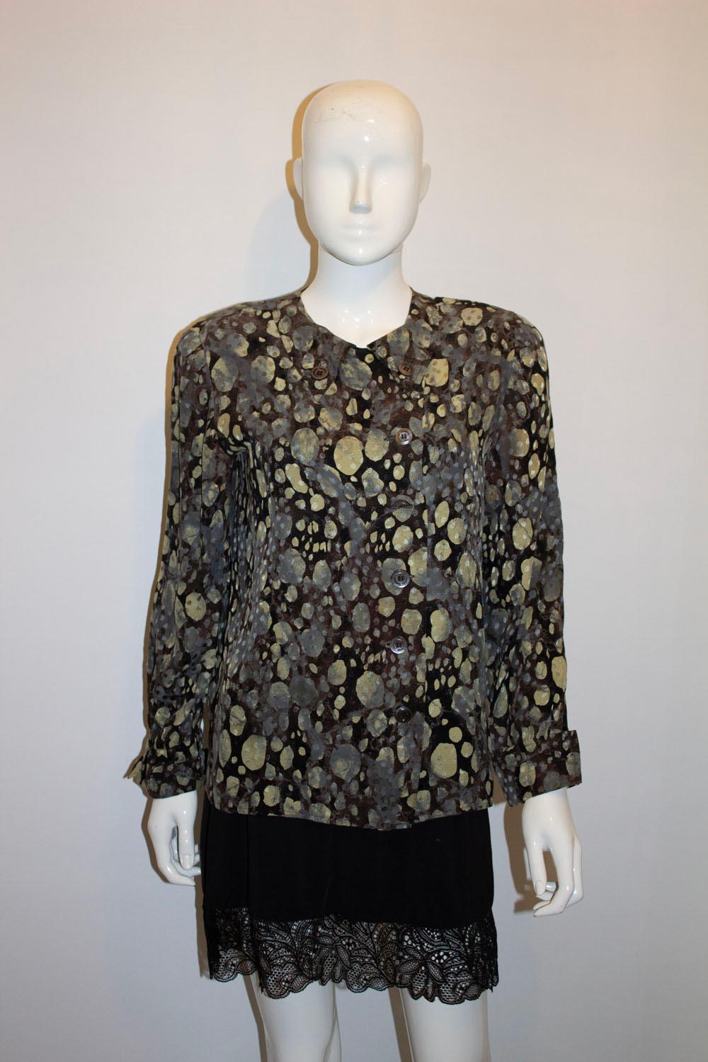Vintage Valentino Miss V Multicolour Silk Blouse with Interesting Collar.