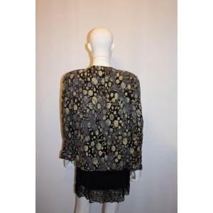 Vintage Valentino Miss V Multicolour Silk Blouse with Interesting Collar.