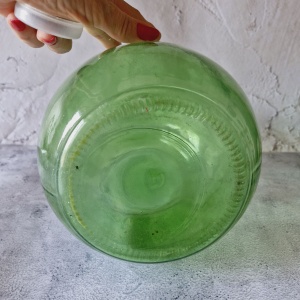GREEN LARGE BOTTLE with a cap, Vintage demijohn