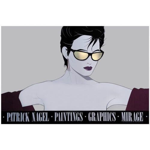 1980s Original Gorgeous Patrick Nagel "Silver Foiled Sunglasses" Art Poster