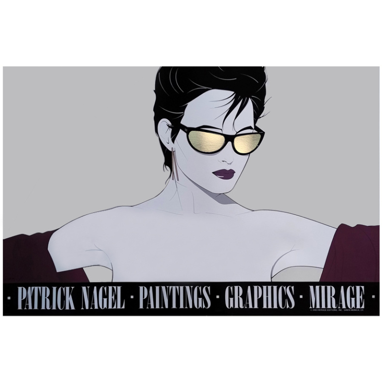 1980s Original Gorgeous Patrick Nagel "Silver Foiled Sunglasses" Art Poster