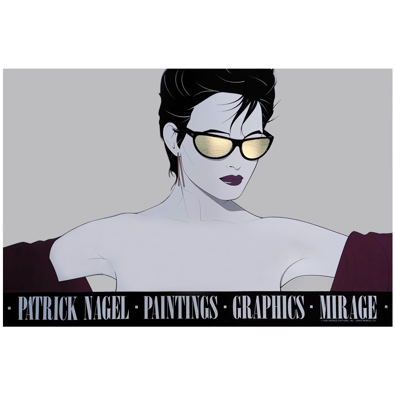 1980s Original Gorgeous Patrick Nagel "Silver Foiled Sunglasses" Art Poster
