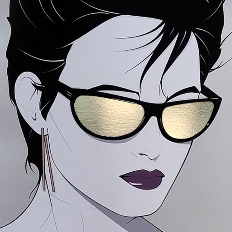 1980s Original Gorgeous Patrick Nagel "Silver Foiled Sunglasses" Art Poster