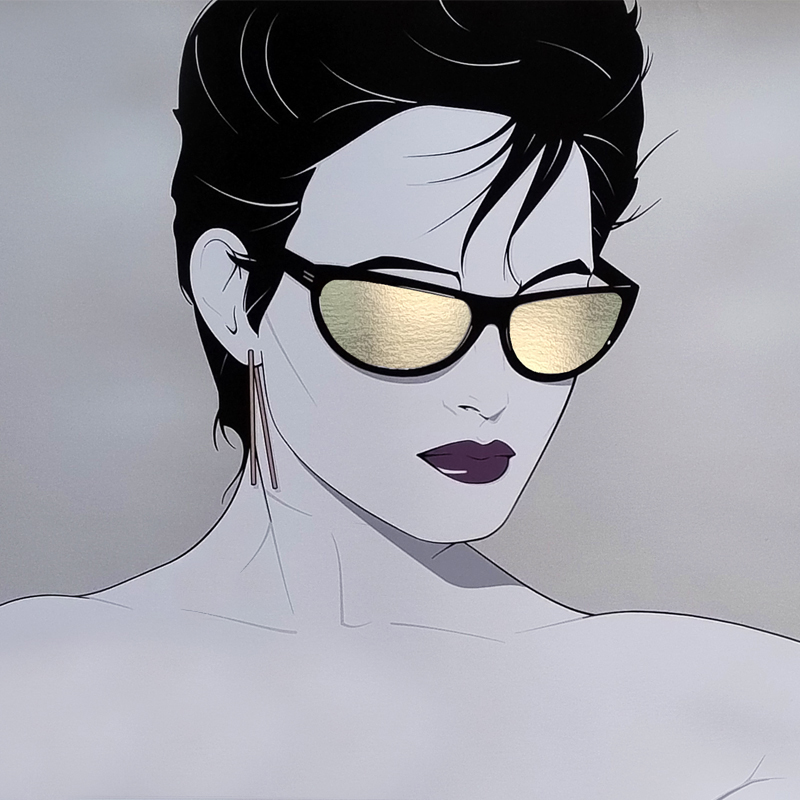 1980s Original Gorgeous Patrick Nagel "Silver Foiled Sunglasses" Art Poster