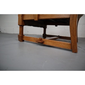 Brutalist Oak Lounge Chair and Ottoman with Upholstery in Goat Hide