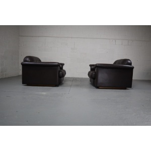 Pair of De Sede DS-101 leather lounge chairs