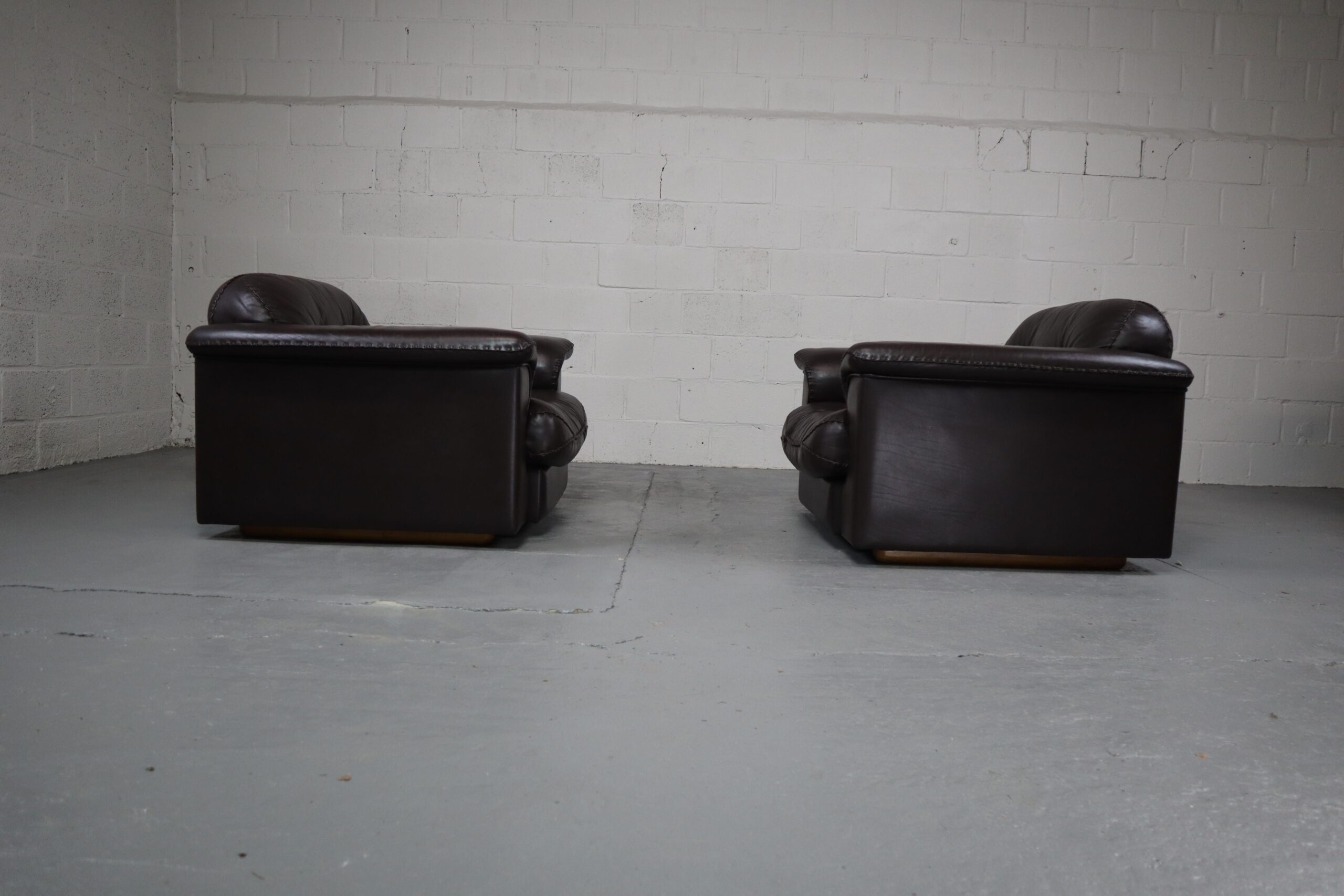 Pair of De Sede DS-101 leather lounge chairs