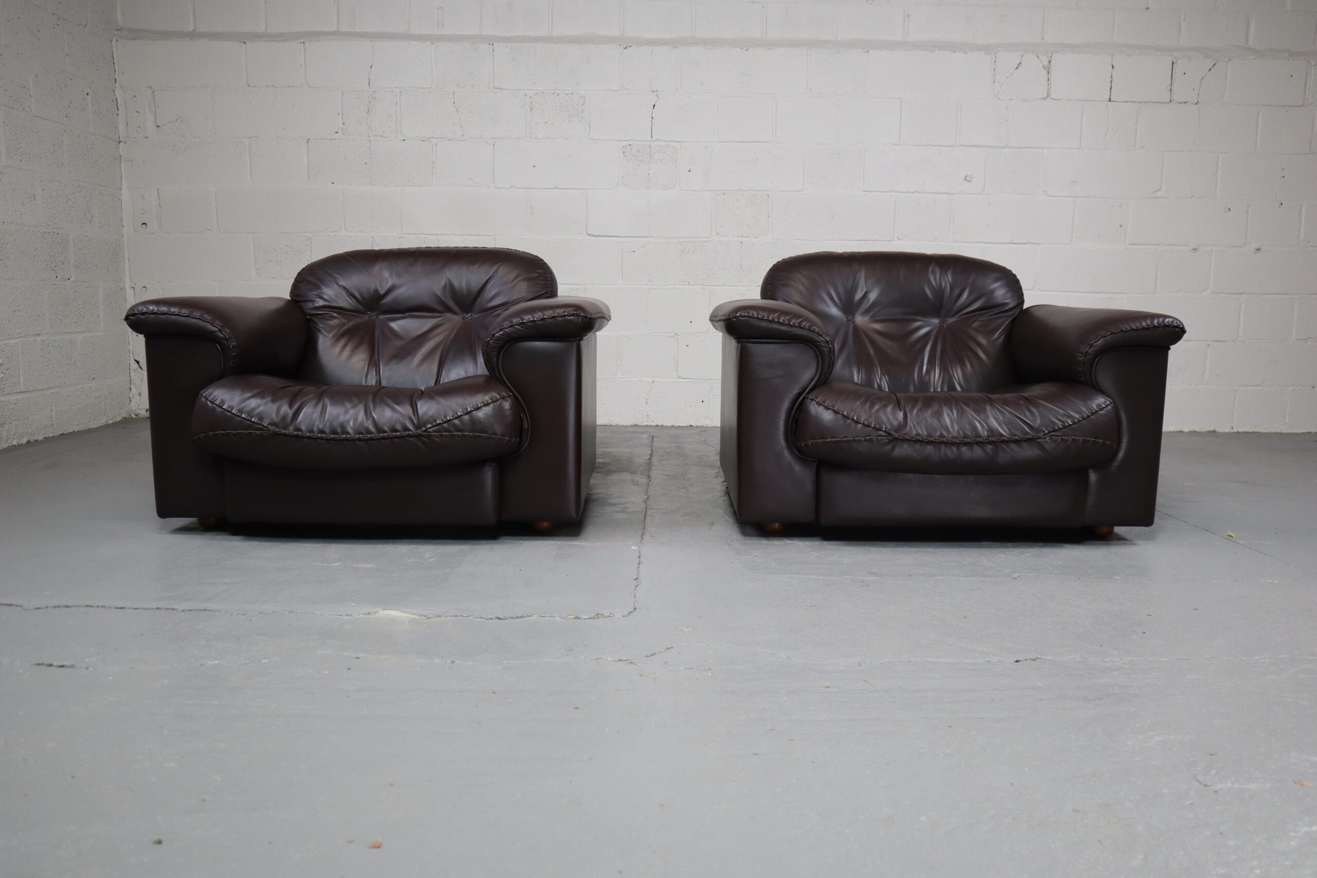 Pair of De Sede DS-101 leather lounge chairs