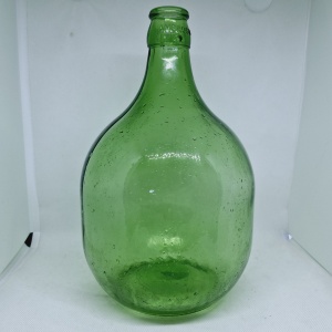 GREEN LARGE BOTTLE with a cap, Vintage demijohn