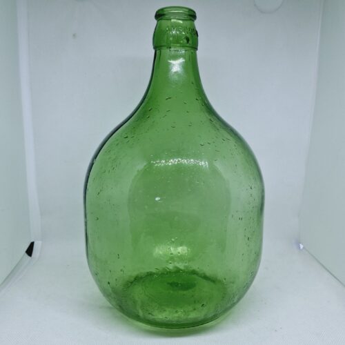 GREEN LARGE BOTTLE with a cap, Vintage demijohn
