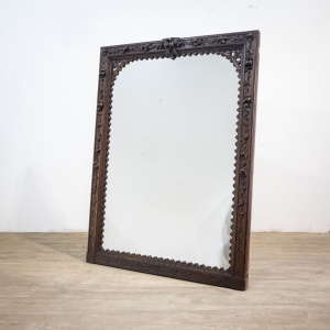 Carved Oak Mirror with Mercury Plate Glass