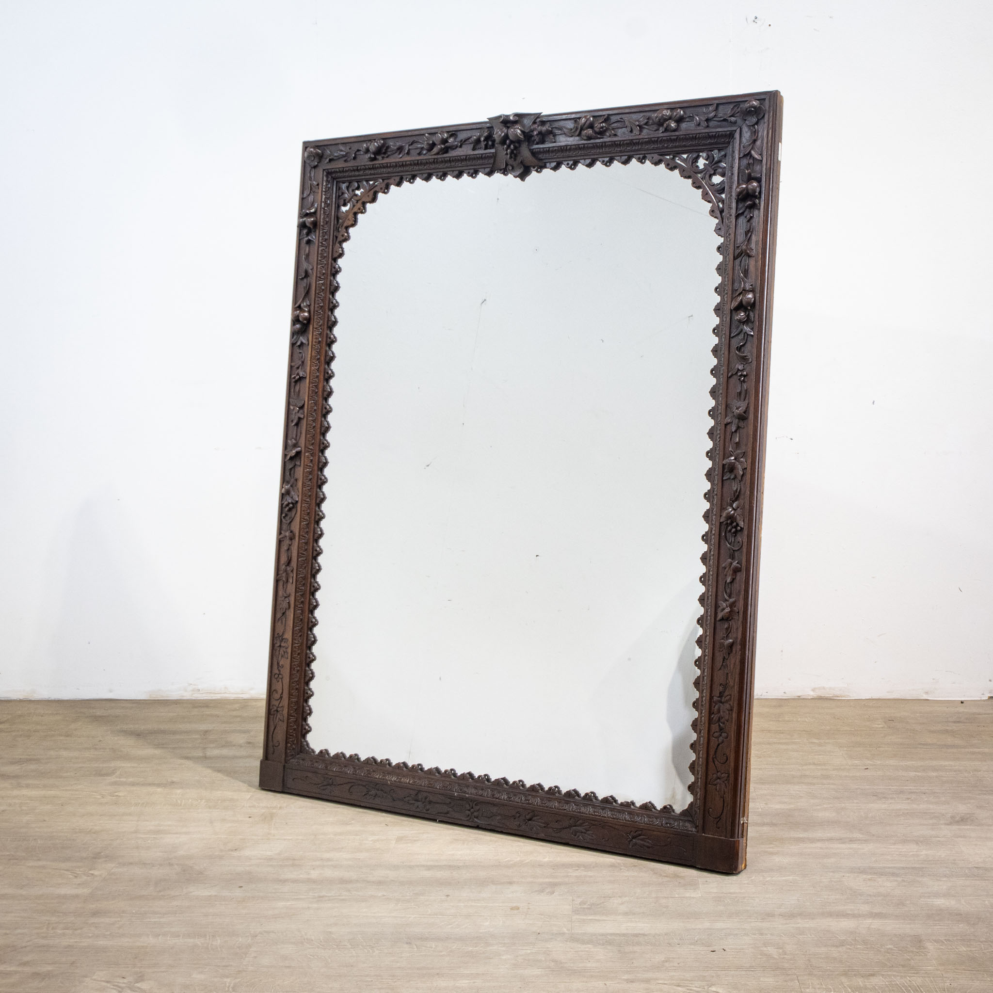 Carved Oak Mirror with Mercury Plate Glass