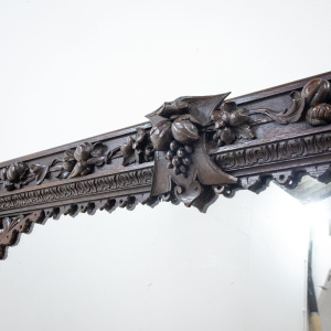 Carved Oak Mirror with Mercury Plate Glass