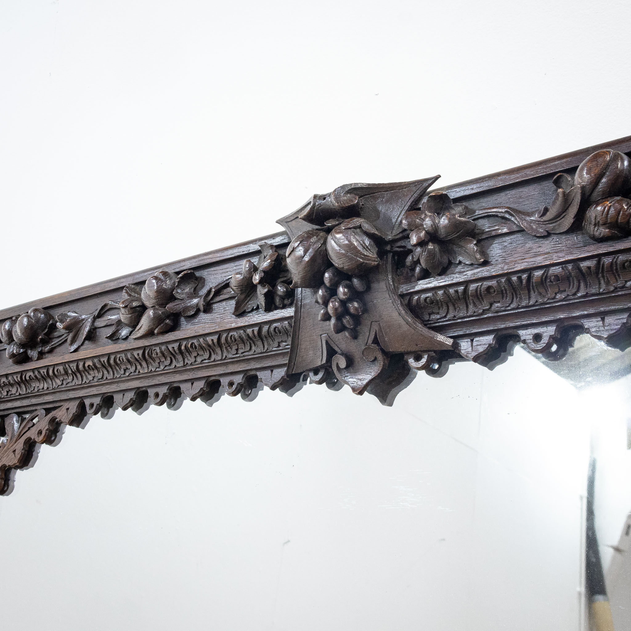 Carved Oak Mirror with Mercury Plate Glass