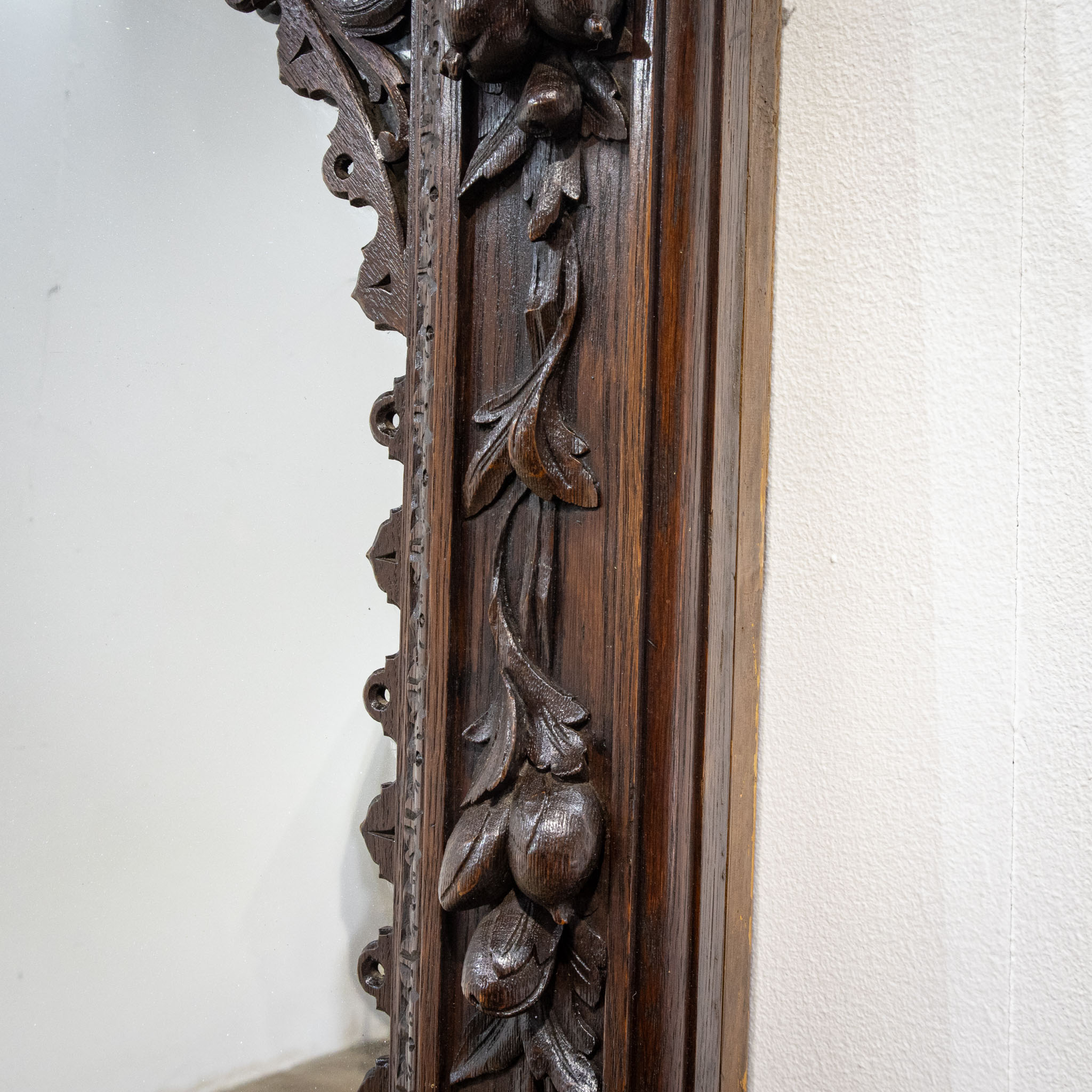Carved Oak Mirror with Mercury Plate Glass