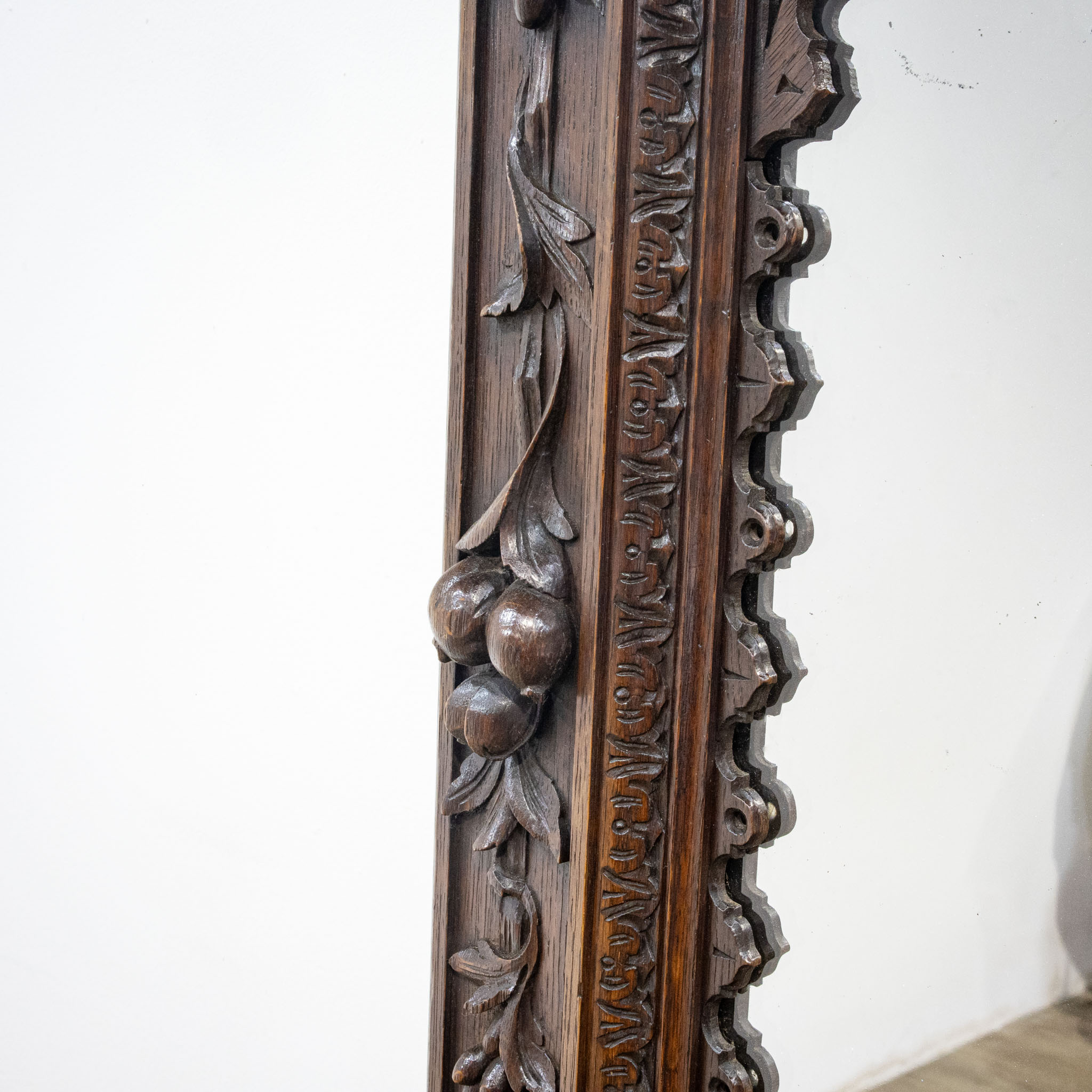 Carved Oak Mirror with Mercury Plate Glass