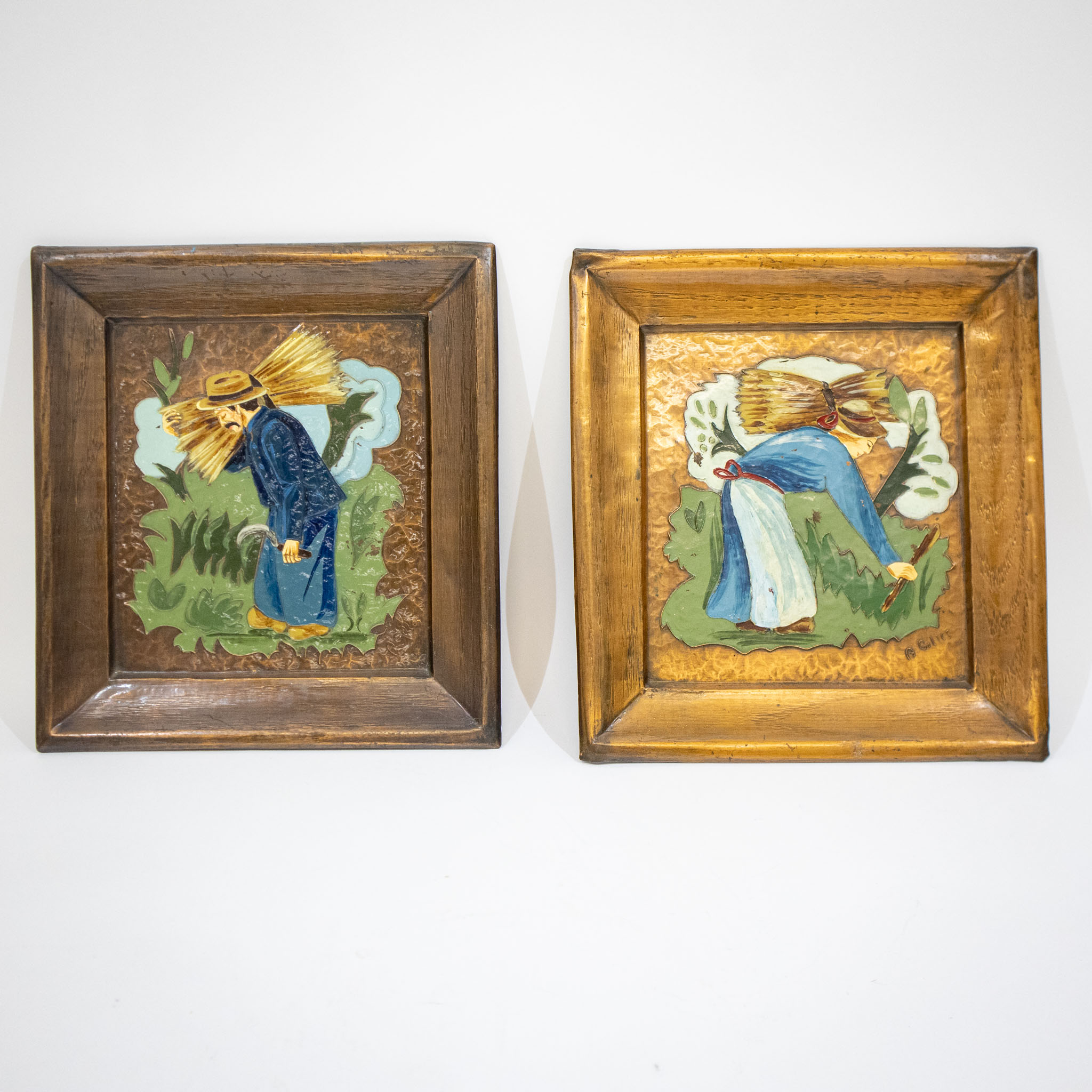 Pair of Copper Pictures by Albert Gilles